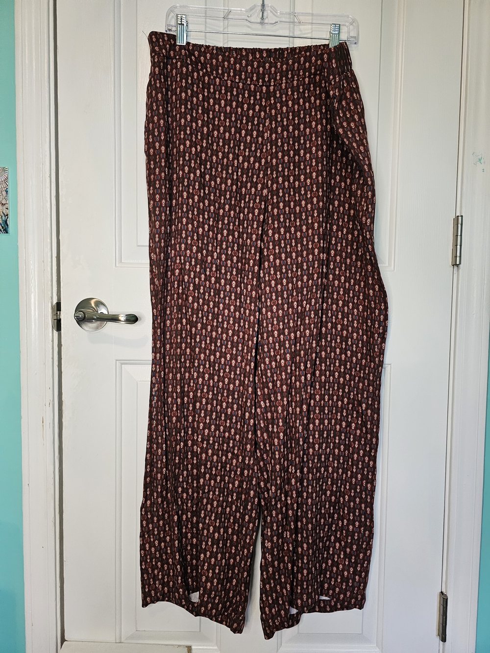 Old Navy Playa Burgundy Printed Wide-Leg Pants Women's Size XL